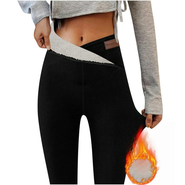 Fleece Lined Leggings Women - High Waisted Winter Yoga Pants Soft Thermal  Warm Tights for Hiking Workout Womens Clothes