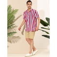 thumbnail image 4 of INSPIRE CHIC Camisa a rayas para hombre, manga corta, color block, con botones, playera de playa rojo M, 4 of 6