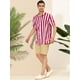 thumbnail image 4 of INSPIRE CHIC Camisa a rayas para hombre, manga corta, color block, con botones, playera de playa rojo XL, 4 of 6