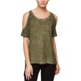 thumbnail image 1 of Sanctuary Clothing Playera básica con hombros descubiertos para mujer, verde, pequeña Sanctuary Clothing Camiseta básica, 1 of 1