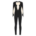 thumbnail image 4 of Haitryli Women's Full Body Long Sleeve Unitard One Piece Rhinestone Ice Skating Jumpsuit Gymnastics Black XL, 4 of 7