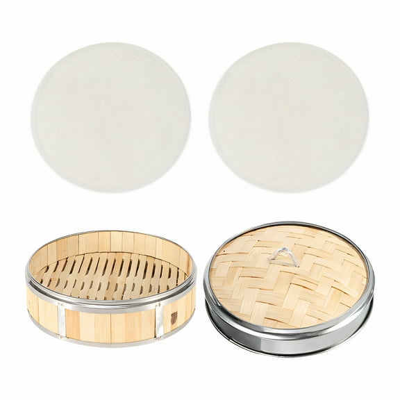 ACDANC 4Pcs Bamboo Steamer,Metal Frame Reinforcement Food Steamer,Multi-Purpose Steaming Steamer Basket,6.3in