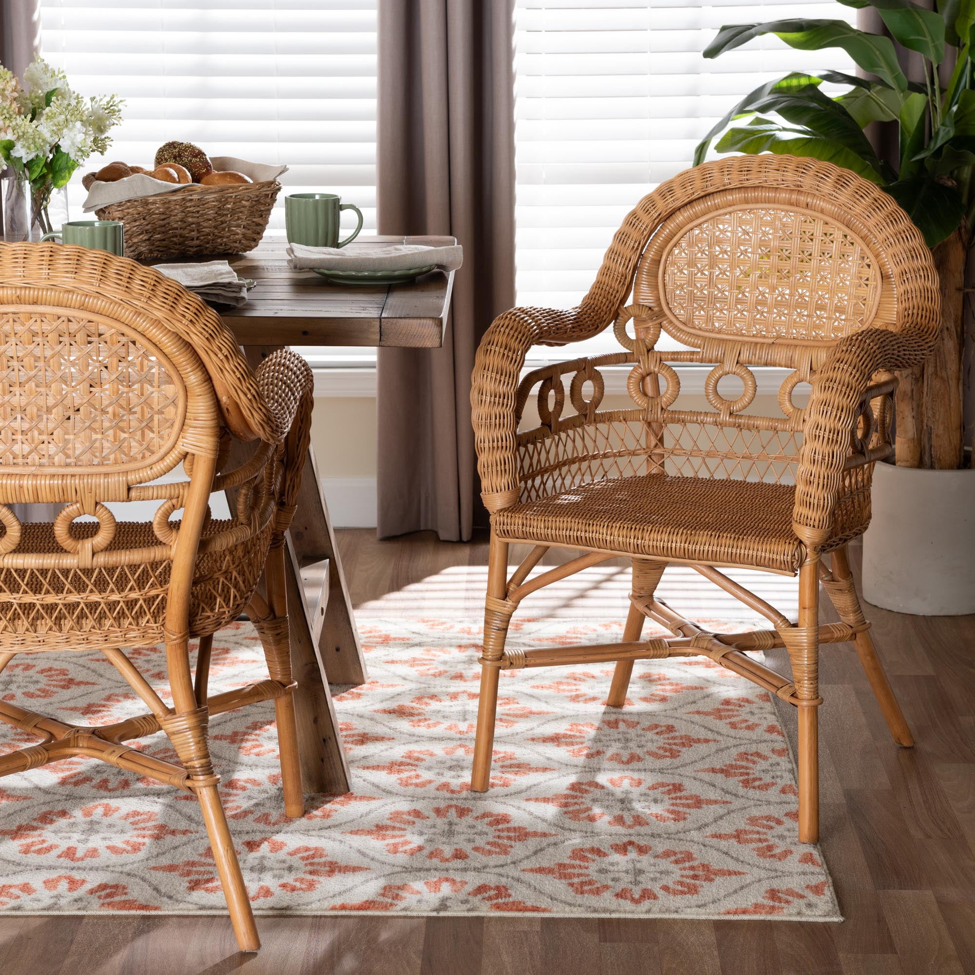 bali & pari Abigale Boho Dining Chair, Light Honey