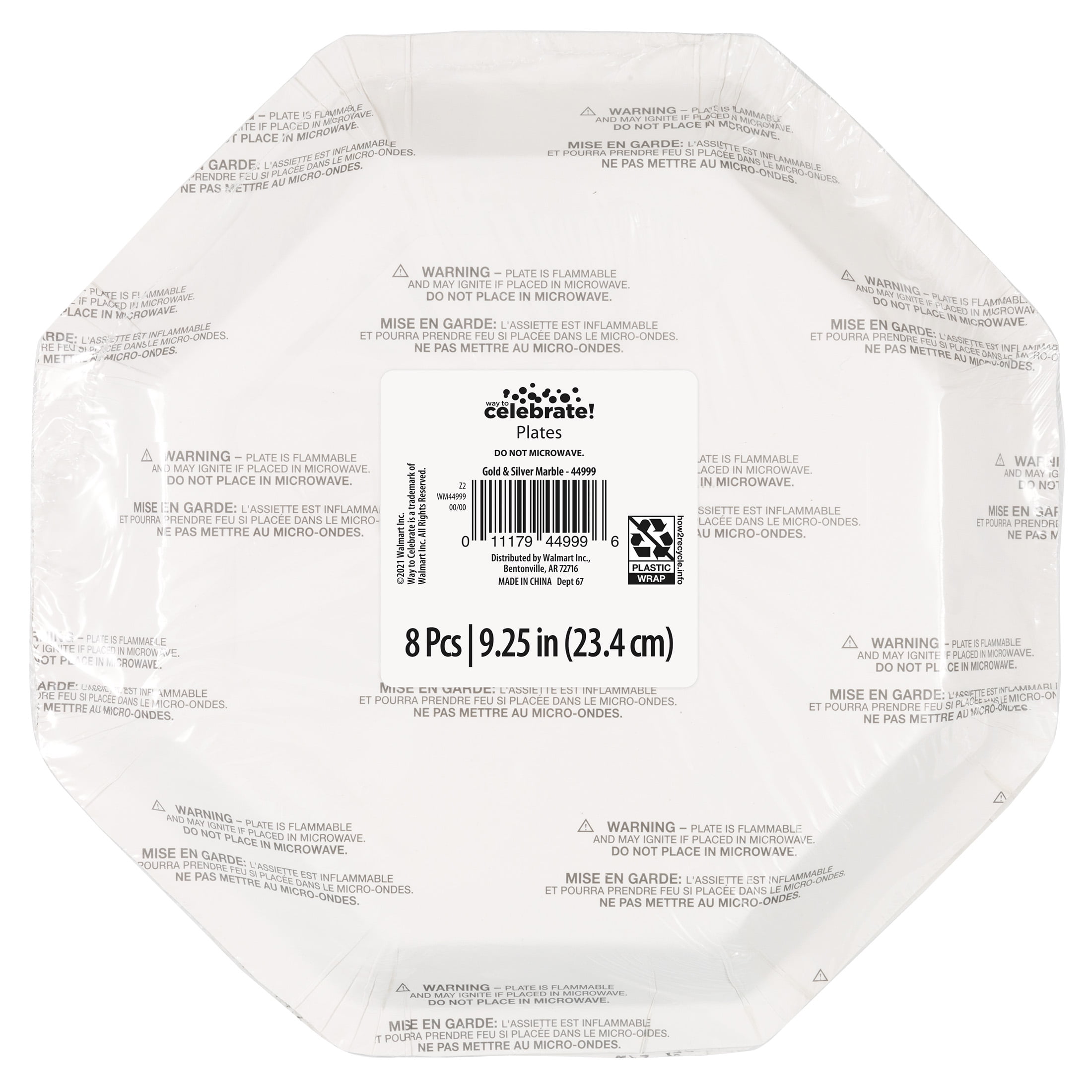 (6 pack) Gold and Silver Marble Paper Dinner Plates, 9.25", 8 Count, by Way To Celebrate