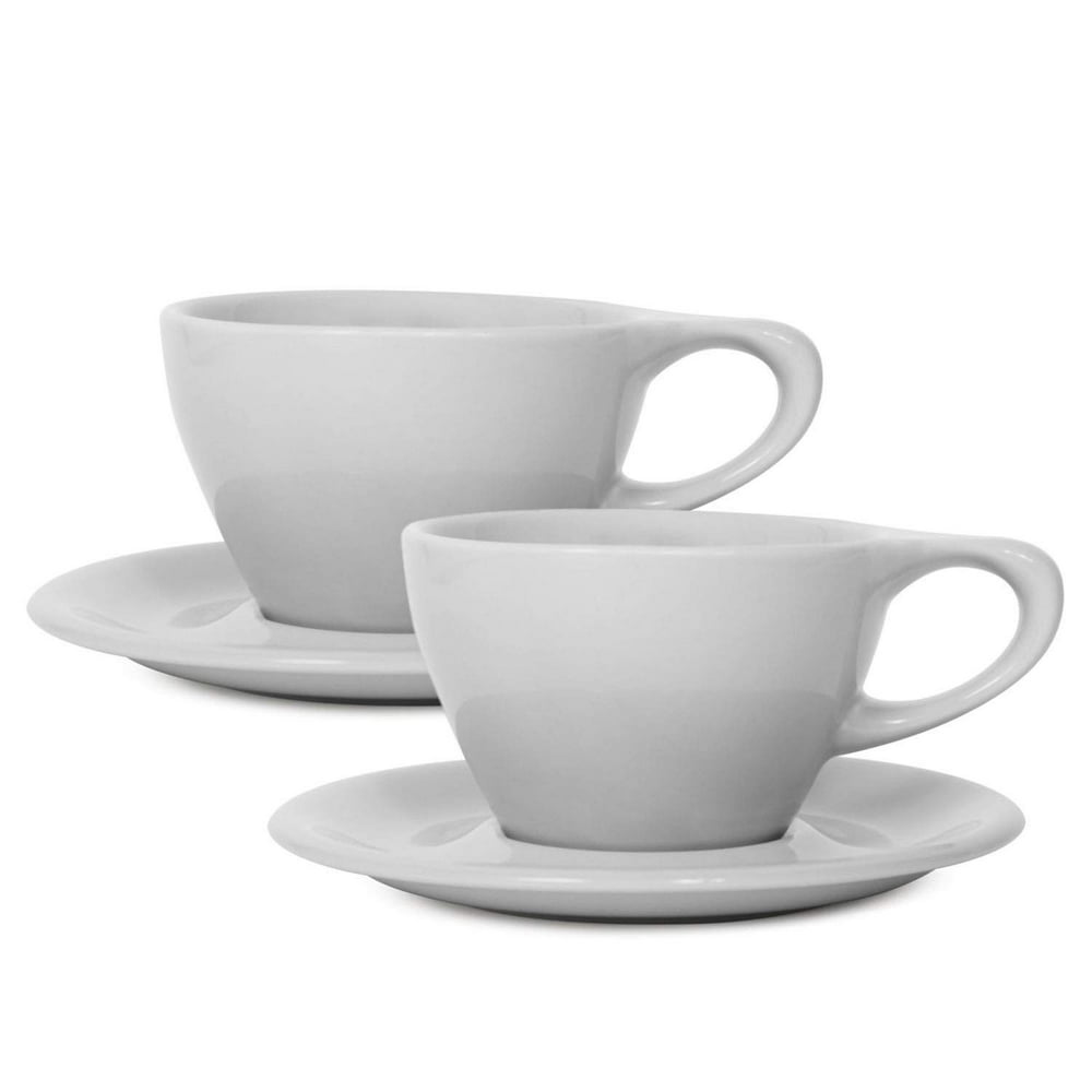 notNeutral LINO 8 oz Porcelain Latte Cups with Saucers for Specialty