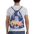 thumbnail image 2 of Drawstring Backpack, Men Ladies Waterproof Sports Backpack Gym Bag-Watercolor Fox Pattern-Medium Size, 2 of 8
