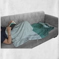 thumbnail image 6 of Ostrich Soft Flannel Fleece Throw Blanket, Silhouette of Animal Swimming in the Lake Under Sunny Sky Tropical, Cozy Plush for Indoor and Outdoor Use, 50" x 70", Baby Blue Dark Teal, by Ambesonne, 6 of 6