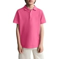 thumbnail image 3 of Uniform Shirts for Boys Short Sleeve School Uniform Polo, Button Closure, Comfortable & Breathable, Perfect for School Days​ Pink Size 6-7, 3 of 4