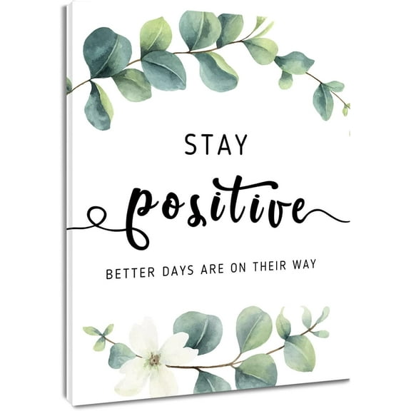 Eucalyptus Leaf Wall Art Sage Green Plant with White Floral Bathroom Canvas Wall Art Funny Inspirational Painting Wood Framed Prints Wall Decor for Living Room Bathroom Dorm,12x16 inches