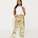 thumbnail image 3 of Pantalones casuales de mujer de colores brillantes con cremalleras de cuero elástico y bridas., 3 of 6