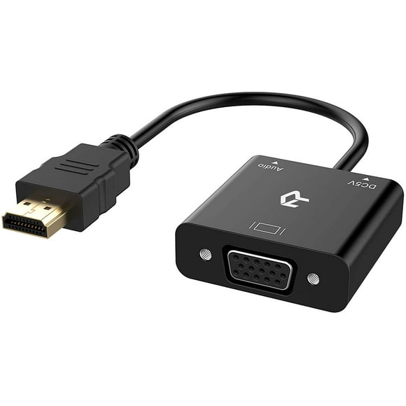 Rankie HDMI to VGA Adapter with 3.5mm Audio Port, Black