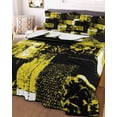 thumbnail image 3 of Quilts Twin-XL Size Bedding Set, Yellow Black Lightweight Quilted Comforter, Modern Abstract Art Botanical Soft Reversible Bedspread Coverlet with Pillow Covers for All Season, 68" x 98", 3 of 7