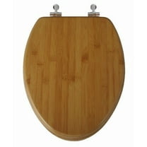 TOPSEAT Native Impression Elongated Toilet Seat w/ Brushed Nickel Hinges, Natural Bamboo