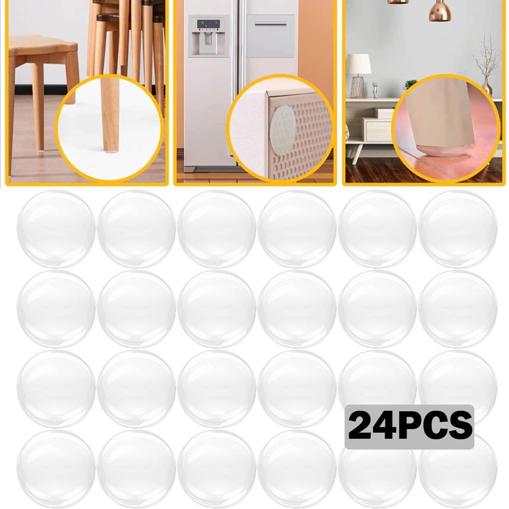 Door Knob Wall Shield, 24Pcs Transparent Round Soft Rubber Wall