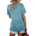 thumbnail image 3 of Camiseta Lunivop para mujer, cuello en V, manga corta, azul marino, talla S, 3 of 4