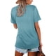 thumbnail image 3 of Camiseta Lunivop para mujer, cuello en V, manga corta, azul marino, talla S, 3 of 4