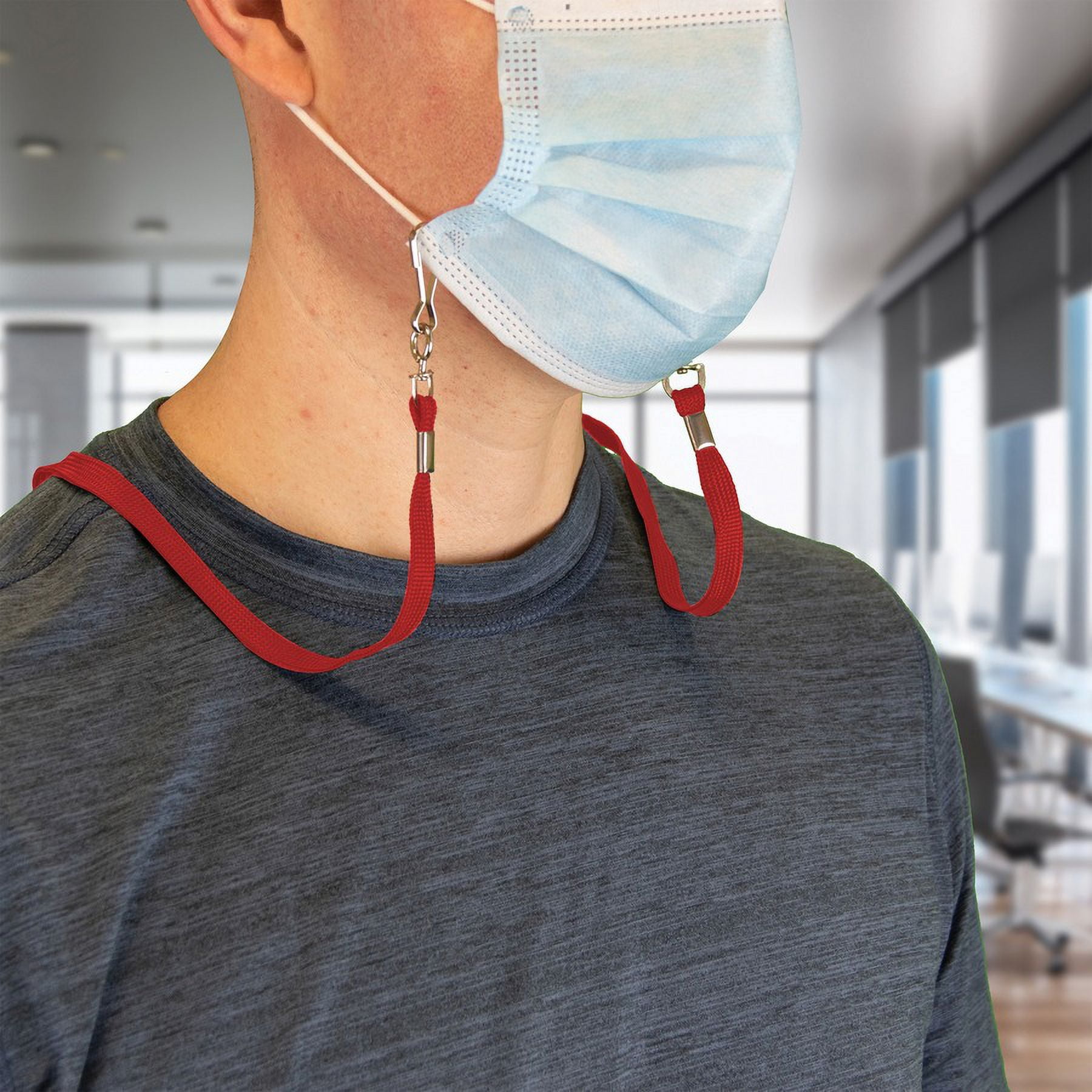 Advantus Face Mask Lanyard - 10 / Pack - 30" Length - Red