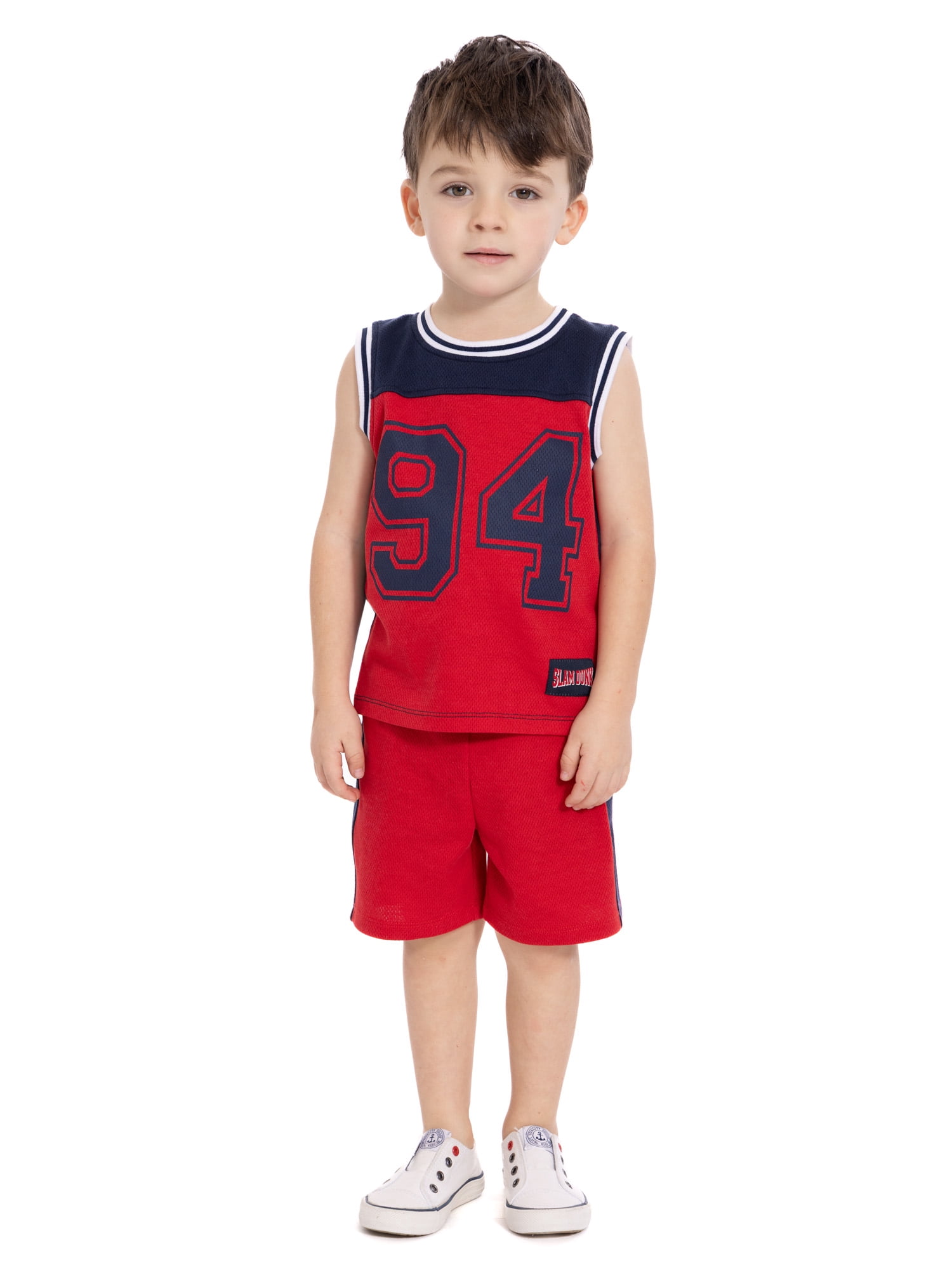 Wonder Nation Toddler Boys Patriotic Sleeveless Basketball Jersey and Shorts Set, 2-Piece, Sizes 12M-5T