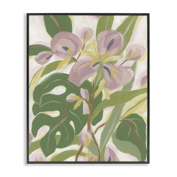 Stupell Industries Monstera & Pink Flower Plants & Flowers Painting Black Framed Art Print Wall Art, 11 x 14
