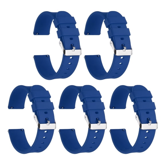 Uxcell 5 Set Watch Bands, 20mm(0.79") Quick Release Silicone, Midnight Blue, Waterproof Watch Straps with Stainless Steel Buckle, Replacement Sport Wristbands for Women, Men, Smartwatch, Fitness