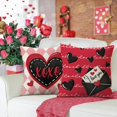thumbnail image 4 of Valentines Day Hearts Decorative Throw Pillow Covers 16 x 16 Set of 4, Red Black Letter Bow Kiss Love Forever Porch Outdoor Pillowcase, Plaid Anniversary Wedding Cushion Case Home Decor, 4 of 5