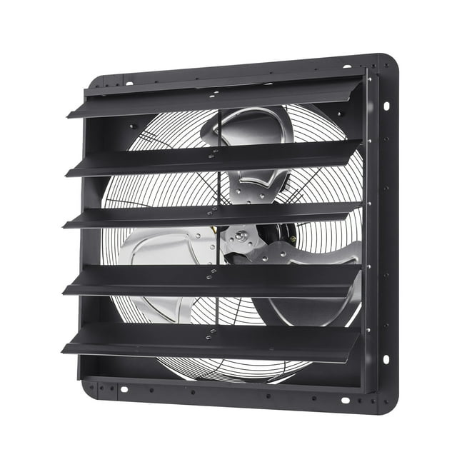 KFFKFF Ventilateur d'Extraction à Volet de 20 Pouces, Ventilateur de Grenier Mural avec Contrôle de Température à Vitesse Variable Programmable Intelligente, 4800 CFM, Moteur EC, Minuterie, Noir