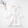 thumbnail image 7 of HFHAPW Boys Girls Robes Kids Toddler Flannel Hooded Bathrobe Pajamas Sleepwear 1T 2T 3T 4T 5T 6T 7T 8T(White,7-8 Y), 7 of 7