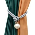 thumbnail image 6 of Adjustable Big Pearl Curtain Tiebacks, Cotton Hand Woven Tie Back Decorative Rope, Holdbacks for Curtains Draperies Curtain Ties for Home Bedroom Office Decorative Curtain (Purple) 21.65x1.57", 6 of 9