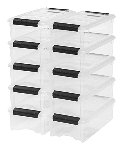 IRIS 5 Quart Stack and Pull Box 10 Pack Storage Pack Plastic Organizer Container 