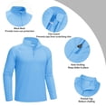 thumbnail image 3 of TACVASEN Men's UPF 50+ Sun Shirts 1/4 Zip Up Fishing Running T-Shirts Lightweight Quick Dry Outdoor Athletic Long Sleeve Tops, Waterfall Blue, M, 3 of 8