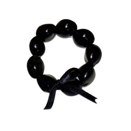 DESIGNICE Handmade Hawaiian Black Kukui Nut Elastic Bracelet for Women,Hawaii