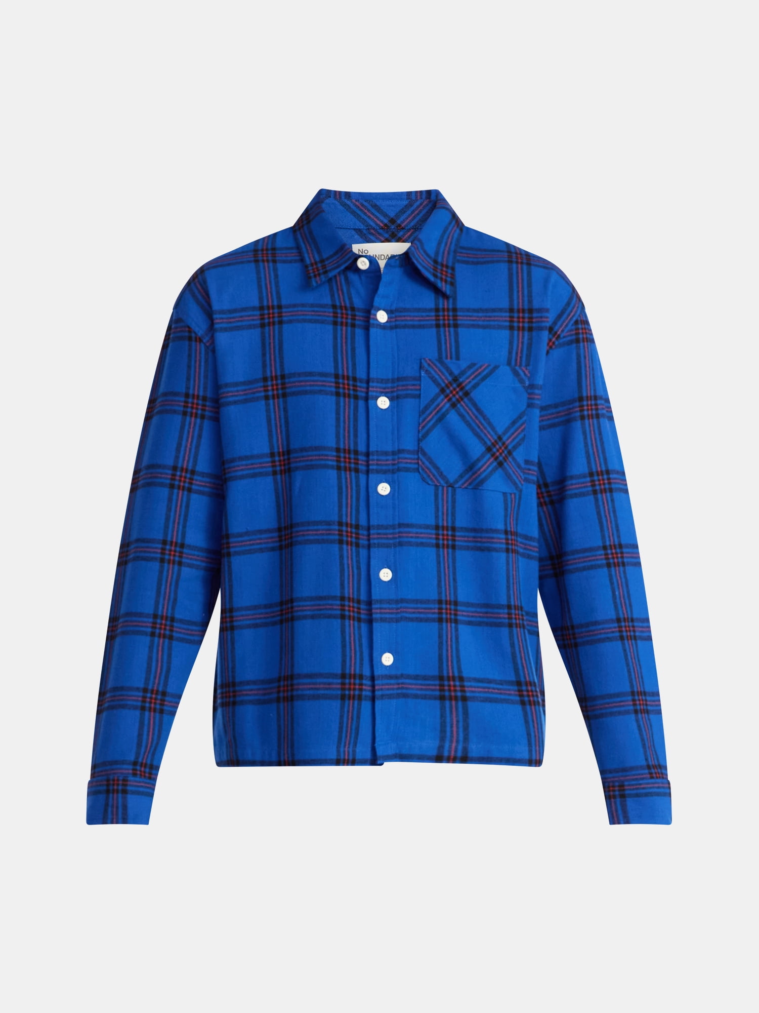 No Boundaries Collared Cotton Boxy Cropped Fit Flannel Shirt, Men's and Big Men's Sizes XS-5XL