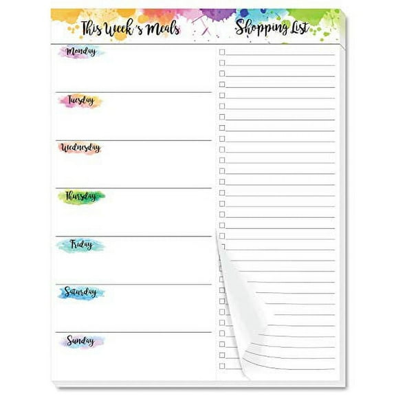 Frasukis Weekly Meal Planner 7 x 9 Inches Meal Planning Pad with Tear-Off Shopping List, 52 Pages