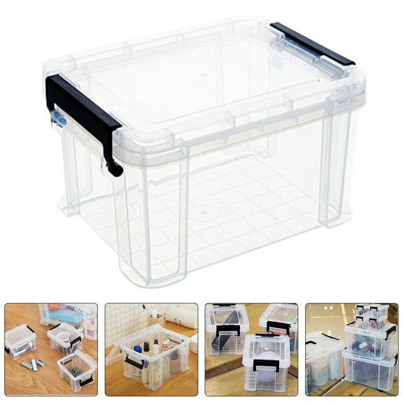 NICERIO Small Clear Storage Bins with Lids Transparent Plastic 5Pcs