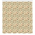 thumbnail image 3 of Retro Shower Curtain, Hipster Style Pattern with Old Fashioned Bicycles Sunglasses Headphones Cameras Lips, Fabric Bathroom Set with Hooks, 69W X 70L Inches, Multicolor, by Ambesonne, 3 of 3