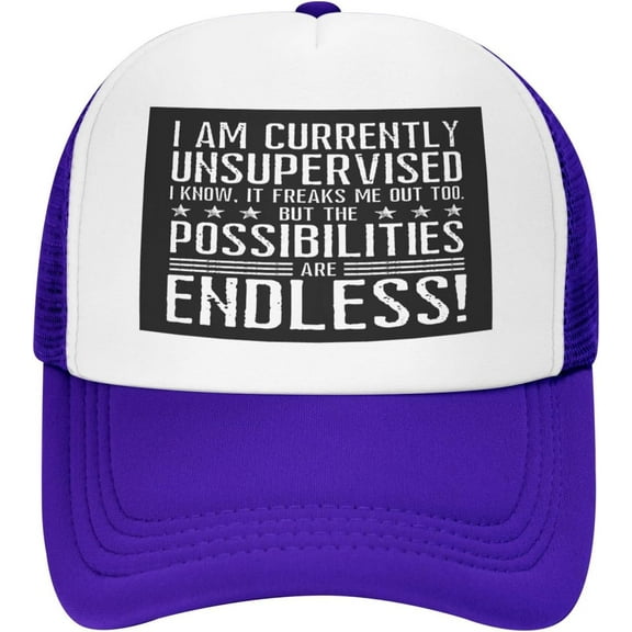 I'm Currently Unsupervised I Know It-Freaks Me-Out Mesh Hat Women Men Trucker Hat Baseball Cap Dad Hat Black