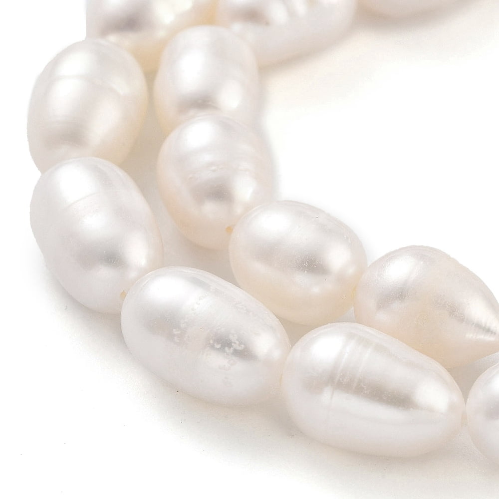 Natural Cultured Freshwater Pearl Beads Strands Rice Grade 2A White 7~8mm Hole: 0.6mm 21~22pcs/strand 6.89''~7.09''(17.5~18cm)