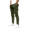 thumbnail image 2 of Cargo Sweatpants for Men Fleece Jogger Pants Elastic Waist Multi Pockets, Heavyweight Warm Sweatpants for Winter Gym & Casual​ Army Green M, 2 of 5