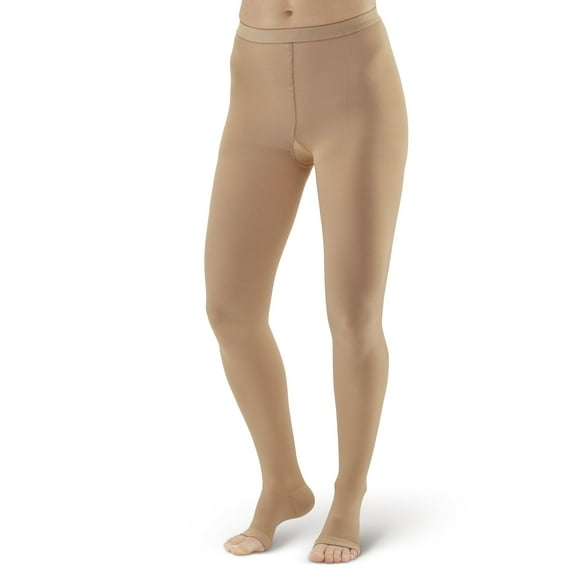 Ames Walker AW Style 293 Medical Support 20-30 mmHg Firm Compression Open Toe Pantyhose Beige Small
