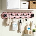 thumbnail image 3 of No Drill Wall Hooks, Wrought Iron Coat Rack, Adhesive Entryway Organizer for Hanging Coats, Heavy Duty Rustic Hangers, Easy Install Hallway Storage​, Pink, 3 of 5