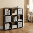 thumbnail image 3 of 3-Tier 9-Cube Modular Storage Organizer Steel Tube & Non-Woven Fabric Shelf, 3 of 8