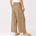 thumbnail image 4 of HKYNLAG Womens Wide Leg Palazzo Pants Summer Beach High Waisted Cropped Flowy Pants 2026 Dressy Casual Trousers with Pockets Khaki M, 4 of 5