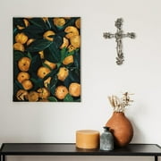 Rustic Vintage Style Resin Silver Tone Rose and Thorn Cross Spiritual Wall Art Décor
