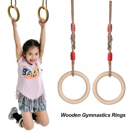 Wooden Gymnastics Rings with Rope Excellent Load Capacity Practical ...