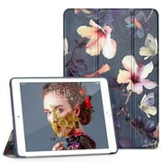 DTTO iPad 10.2 Case/2021 iPad 9th / 2020 iPad 8th / 2019 iPad 7th Generation Case, Ultra Lightweight Slim Protective Soft Back Cover Smart Trifold Stand [Auto Sleep/Wake], Blooming Hibiscus
