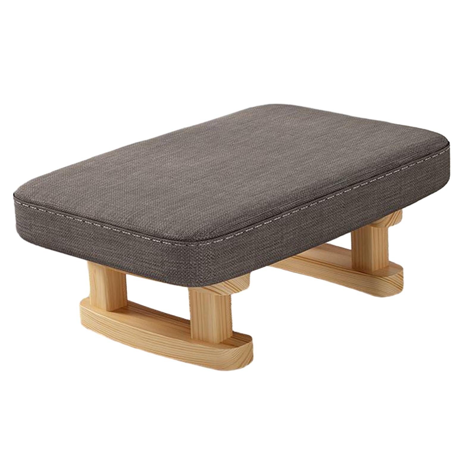 Foot Rest with Wooden Legs Small Ottoman, Multifunctional, Decorative Rectangle Step Stool Padded Foot Stool for Guest Room Bedroom Couch dark gray