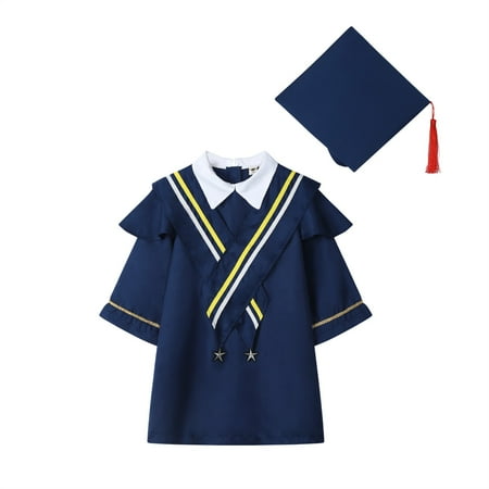 

Toddler Girls Sets Suit Kindergarten Children Graduation Stage Performance Gown with Hat Toddler Girl Clothes