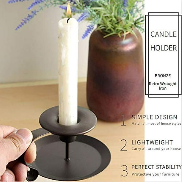 Taper Candle Holders Retro European Style Wrought Iron Candle Holder with  Handle