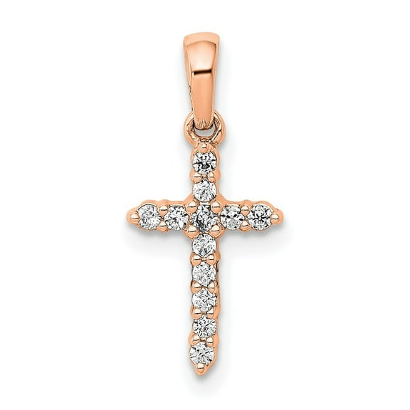 Auriga Fine Jewelry Mother's Day Gift 14K Rose Gold Polished Diamond Cross Pendant for Women