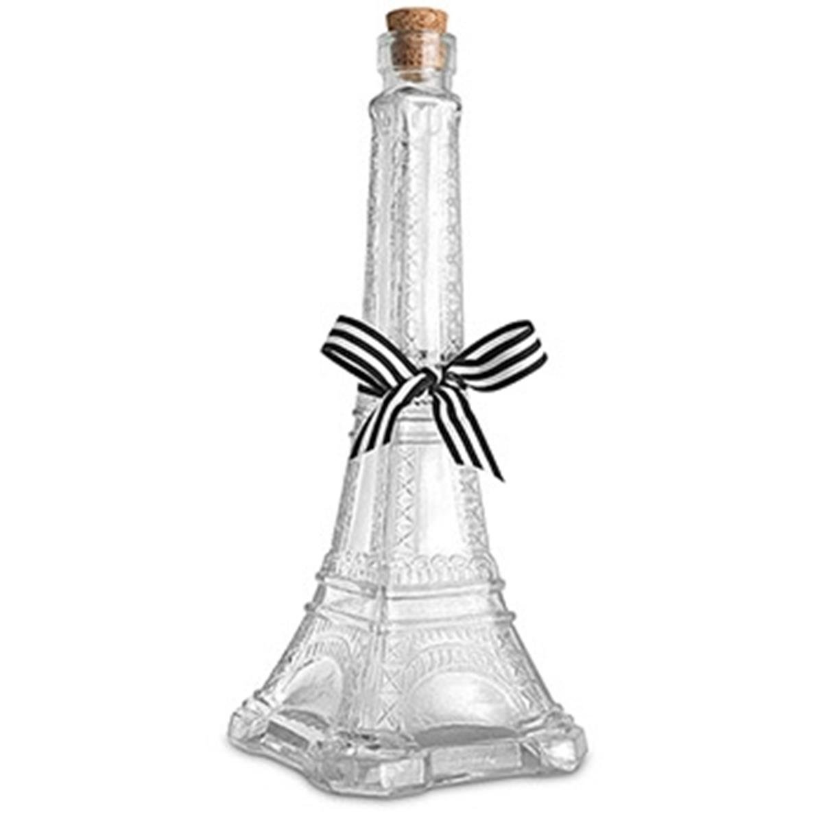 12.25 Inch Eiffel Tower Decorative Glass Bottle Large Size, Clear